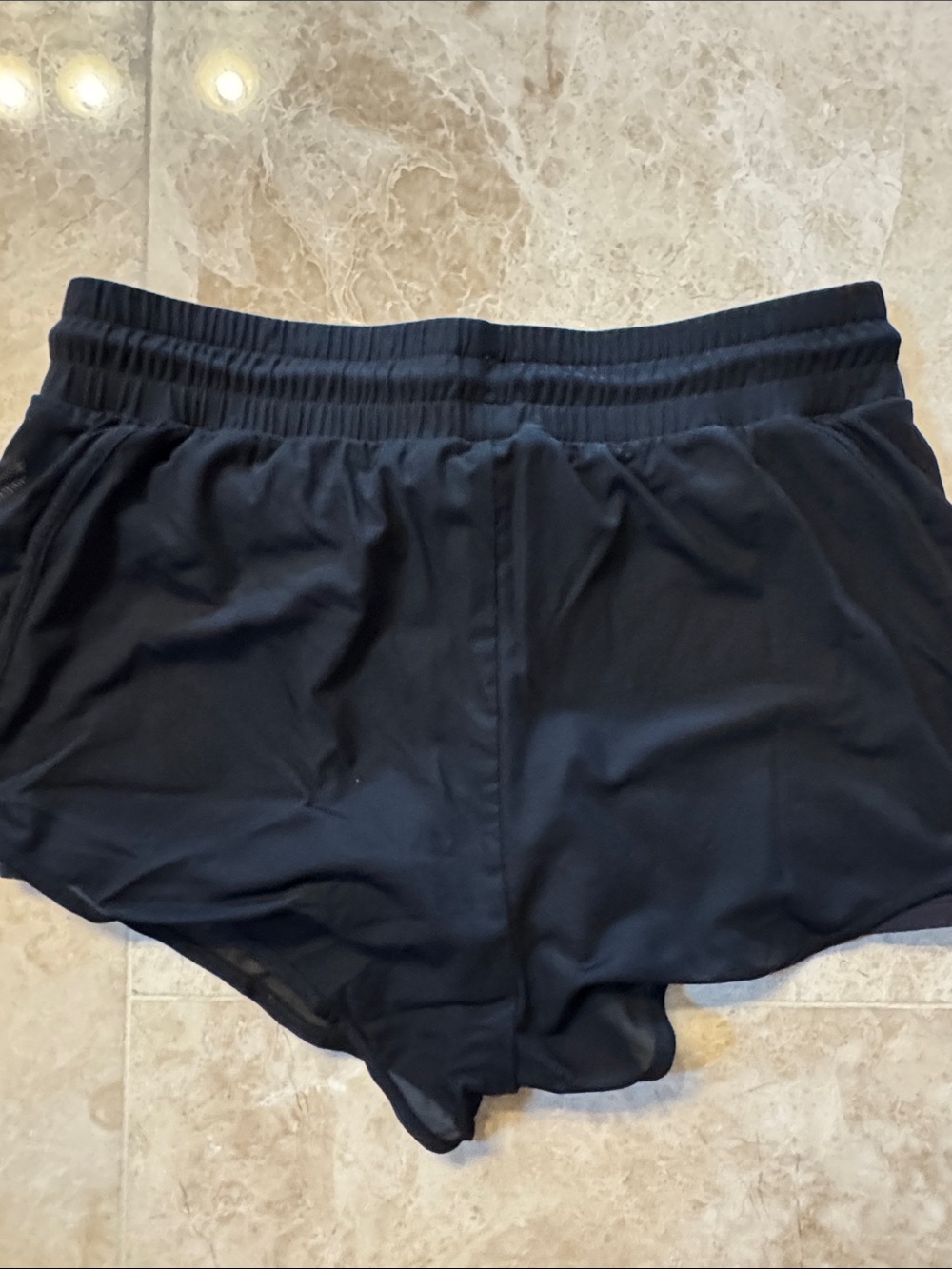 ALO Yoga Black Women's Athletic Shorts with Drawstring Waist - Picture 3 of 3